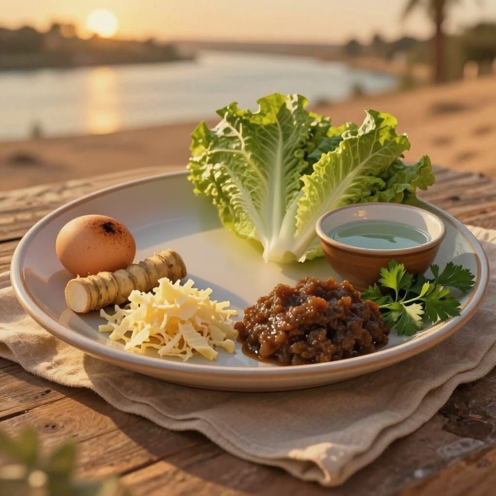 Realistic Passover Seder Plate Illustration with Rembrandt L...