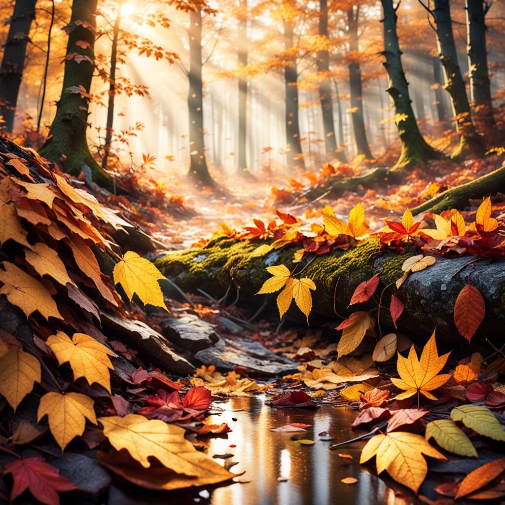 Misty Autumn Forest Landscape in Photorealistic Style