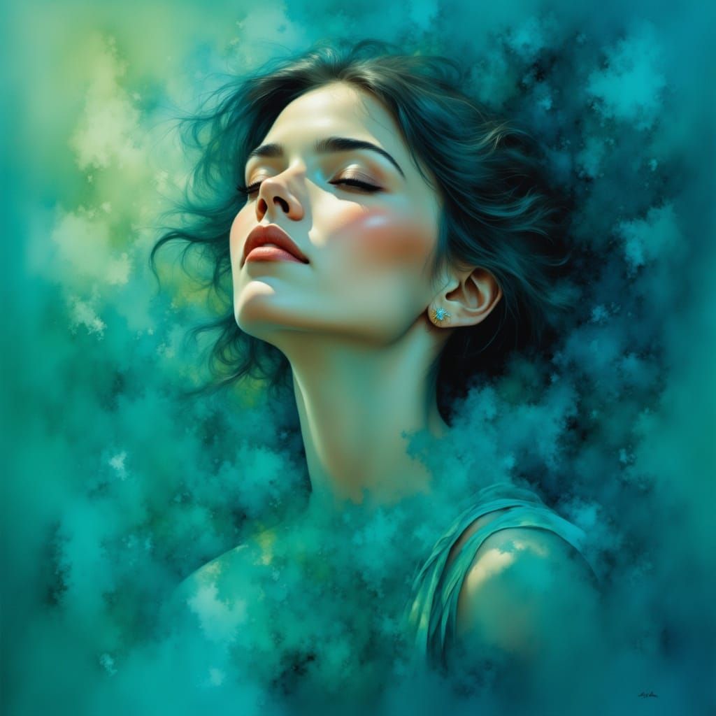 Ethereal Pre-Raphaelite Portrait in Dreamy Hues
