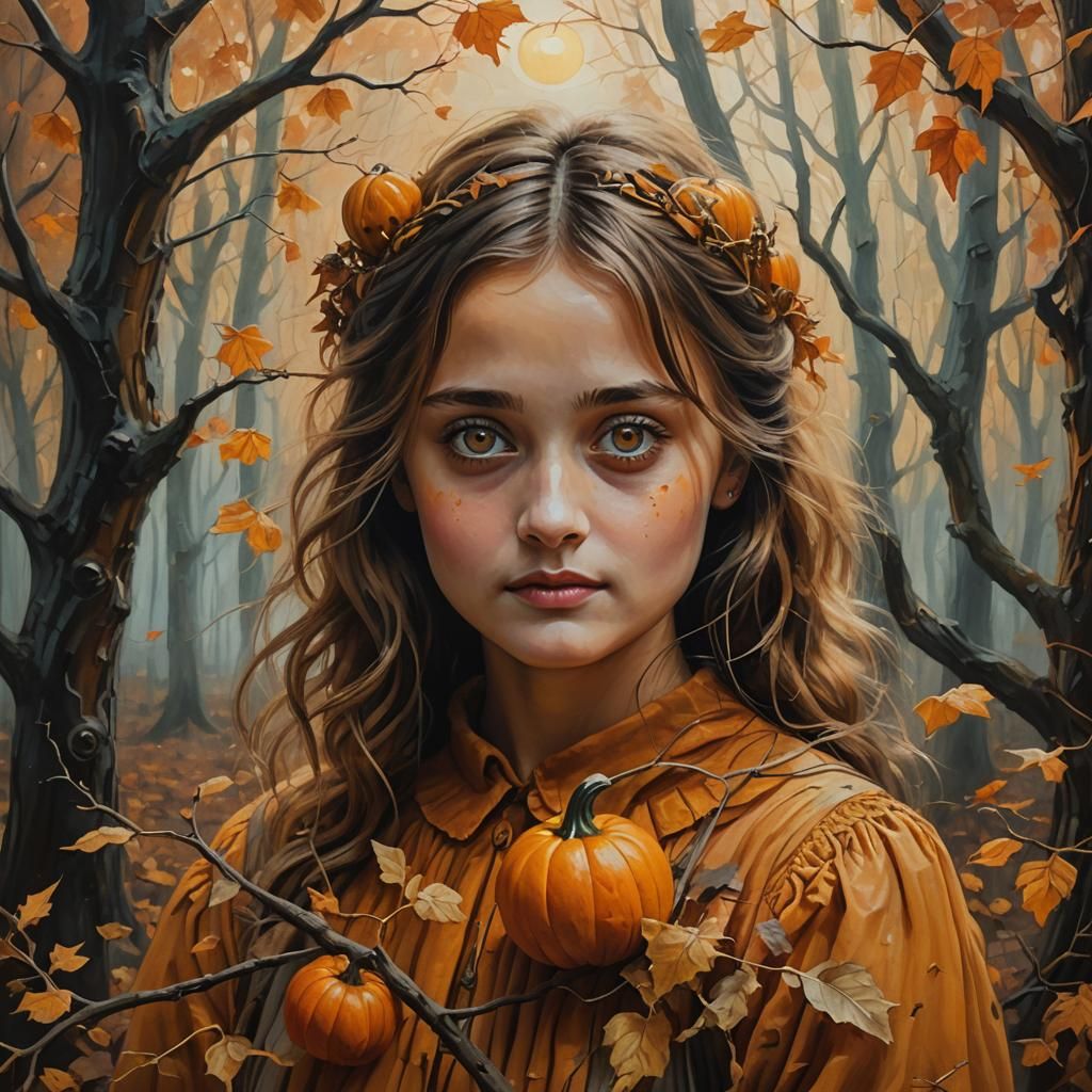 Ethereal Portrait: Ella Purnell with Pumpkin Eyes