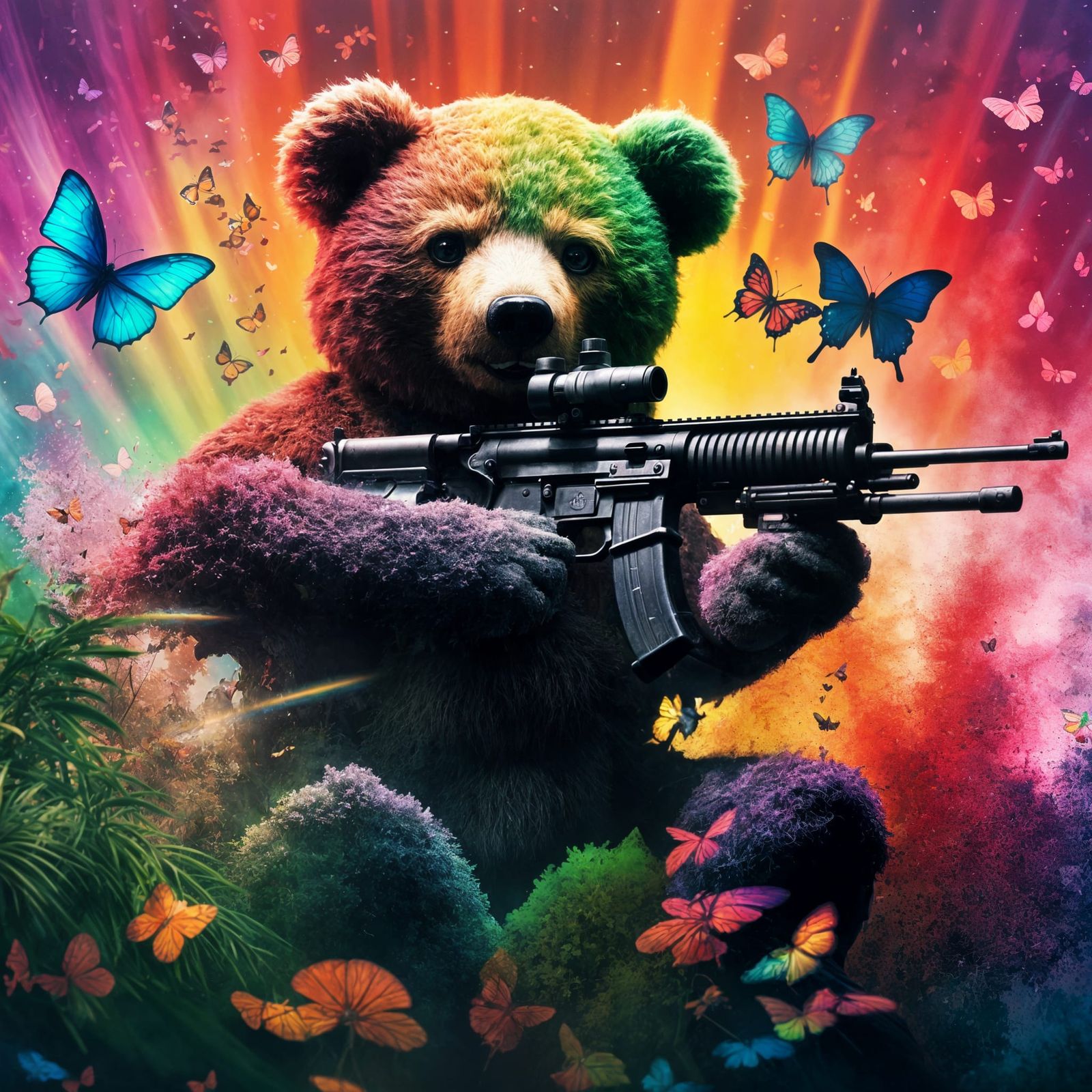 Teddy Bear Freedom Fighter in Anime Style