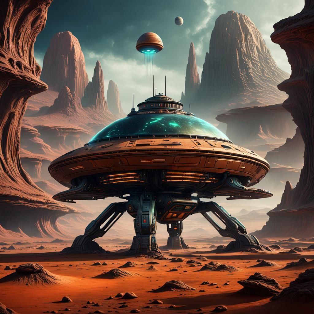 UFO Martian in Detailed Matte Painting