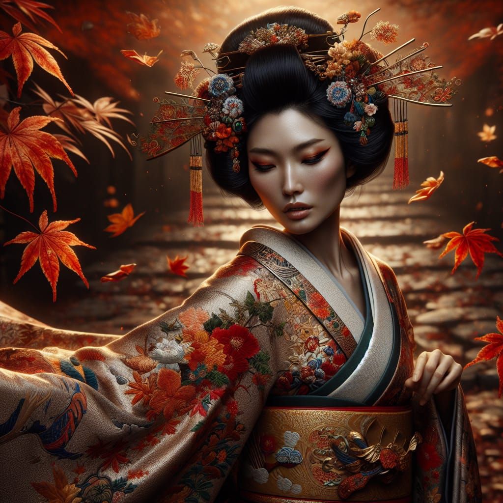 Autumn Goddess in Art Nouveau Style