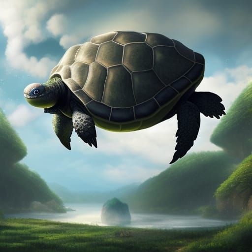 Epic Fortress Turtle: Anime-Inspired Digital Painting
