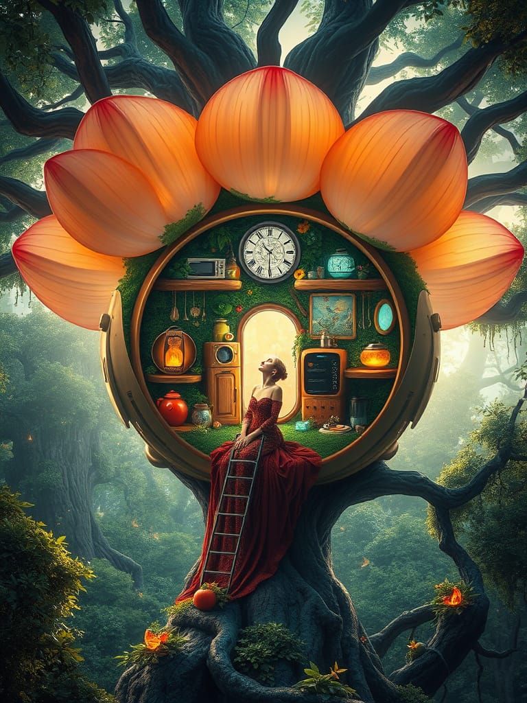 Whimsical Flower Treehouse Sanctuary