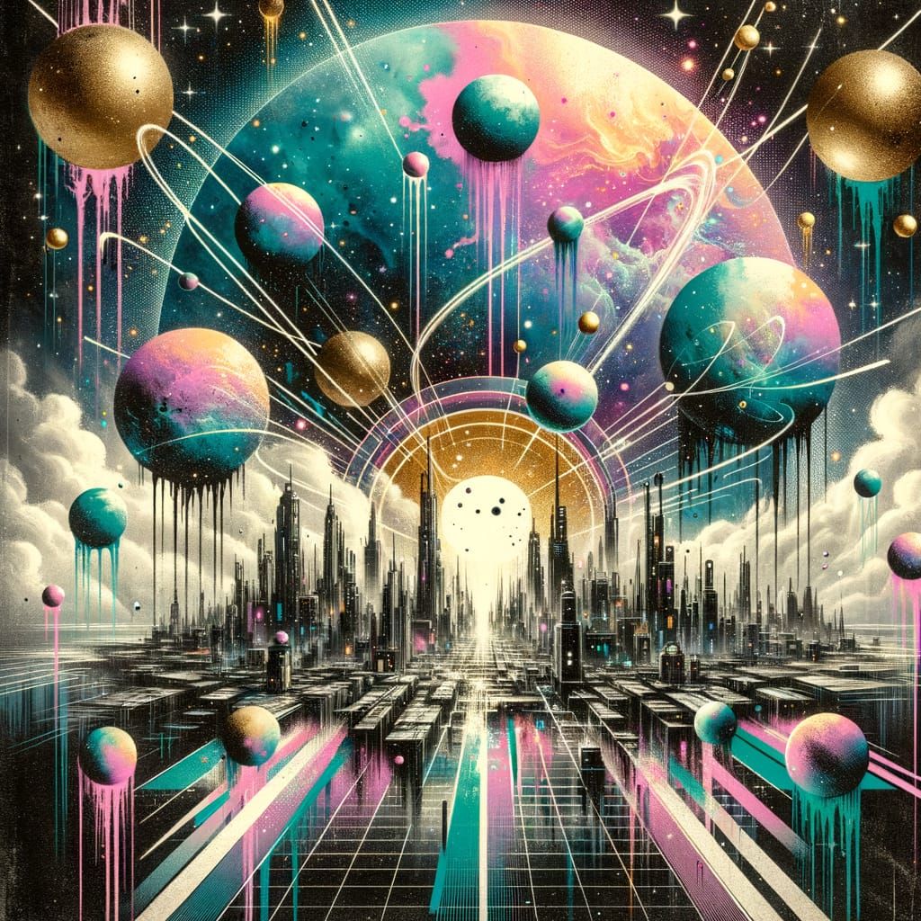 Cyberpunk Dadaism Galaxy with Pastel Colors