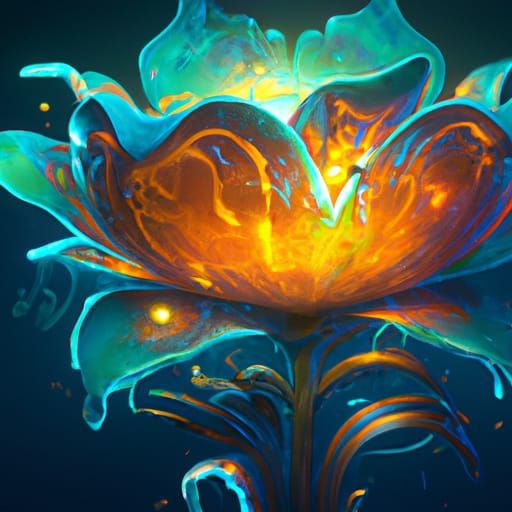 Luminous Flower Concept Art in Art Nouveau Style