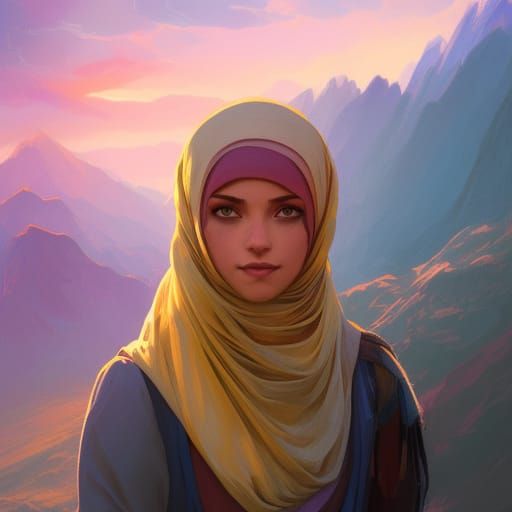 Sapphire Hijab Portrait at Sunset