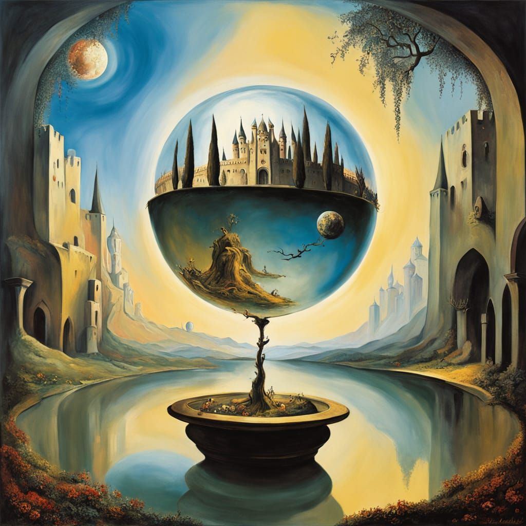 Magical Medieval Castle in Surrealist Dreamscape