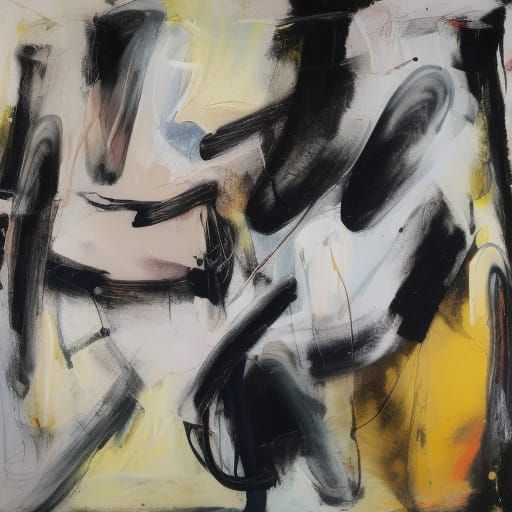 Abstract Painting in De Kooning Style with Bold Brushstrokes