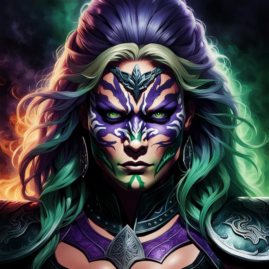 Mystical Warrior Portrait in Dark Fantasy Style