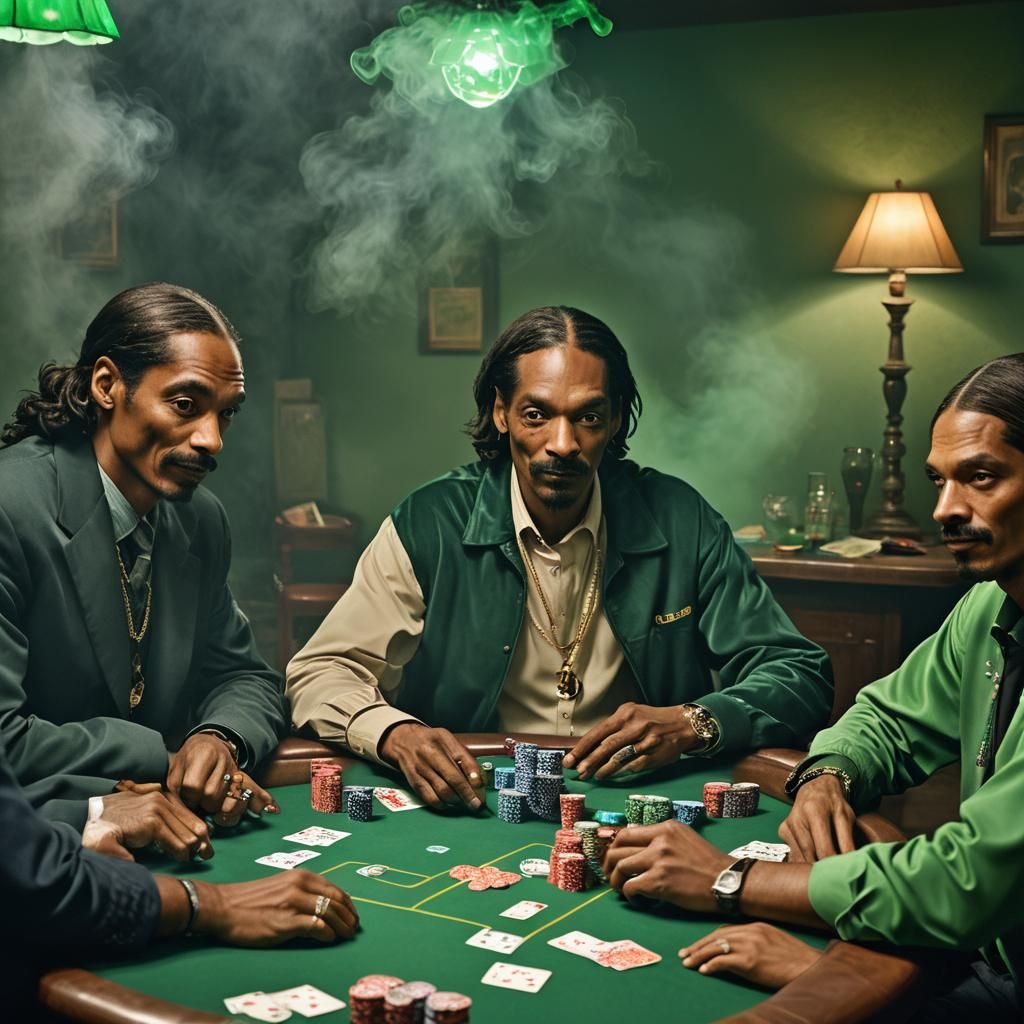 Dogs Playing Poker in Smokey Room, Professional Portrait