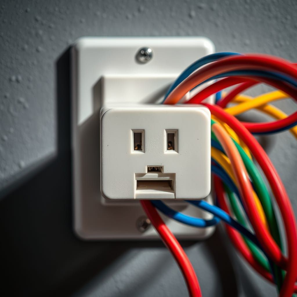 Surprised Electrical Outlet in Vibrant Close-Up