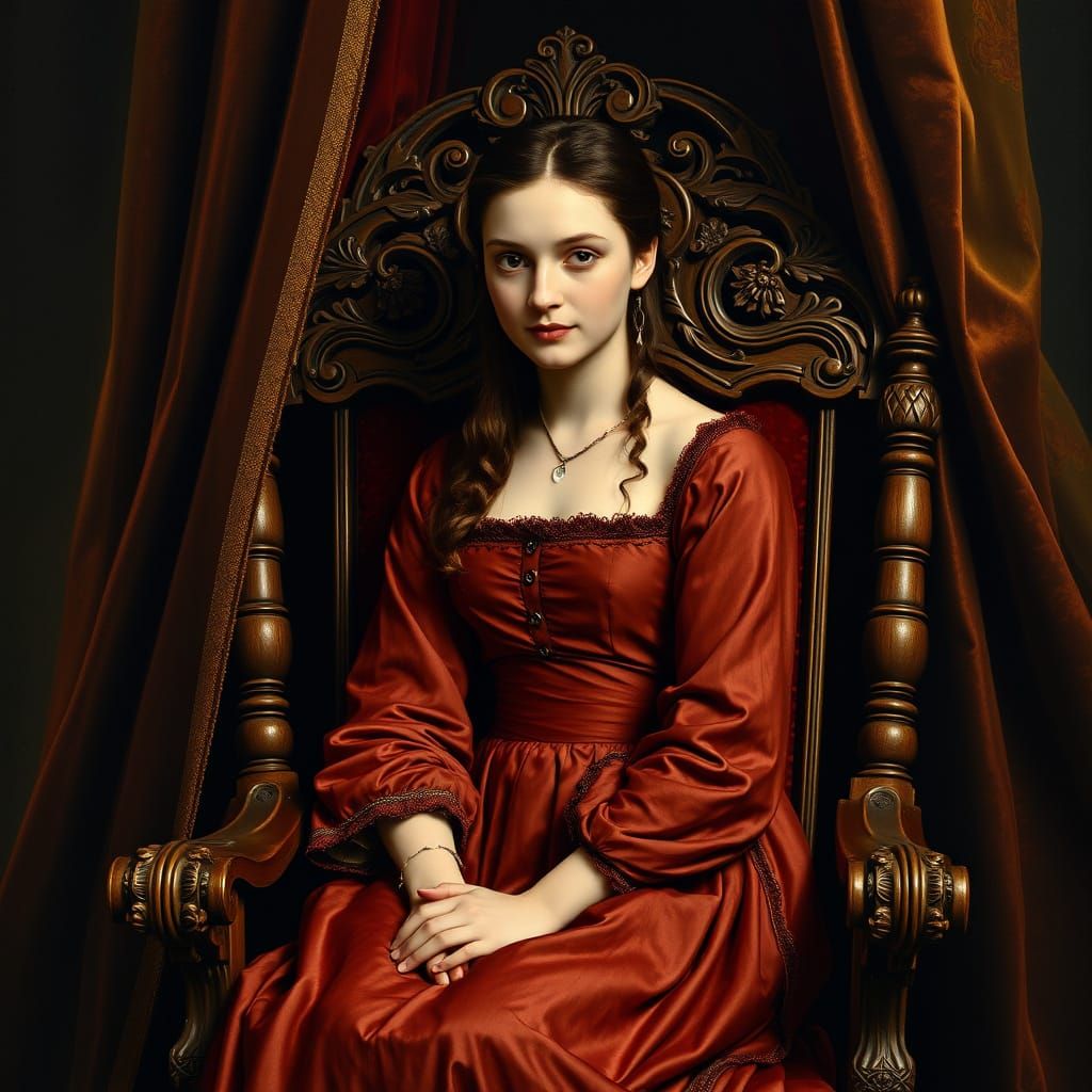 Woman in Rocking Chair, Flemish Primitive Style