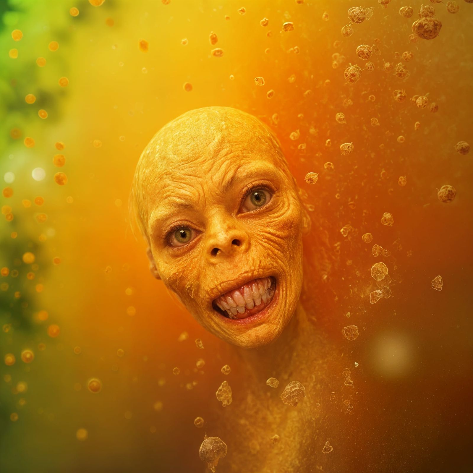 Grotesque Halloween Creature in High-Contrast Photograph