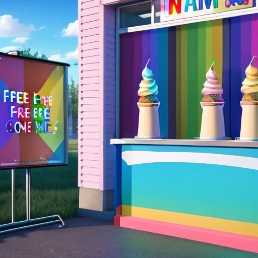 Rainbow Storefront Offering Free Ice Cream