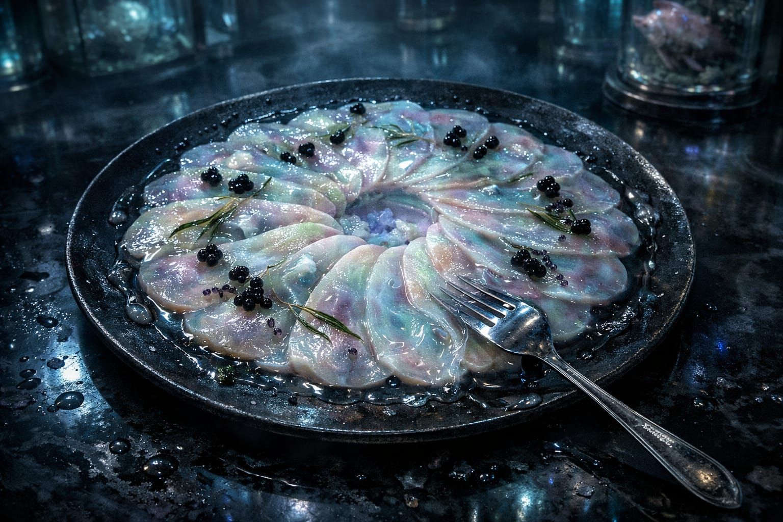 Elegant Aboleth Carpaccio: Ancient Deep-Sea Delicacy