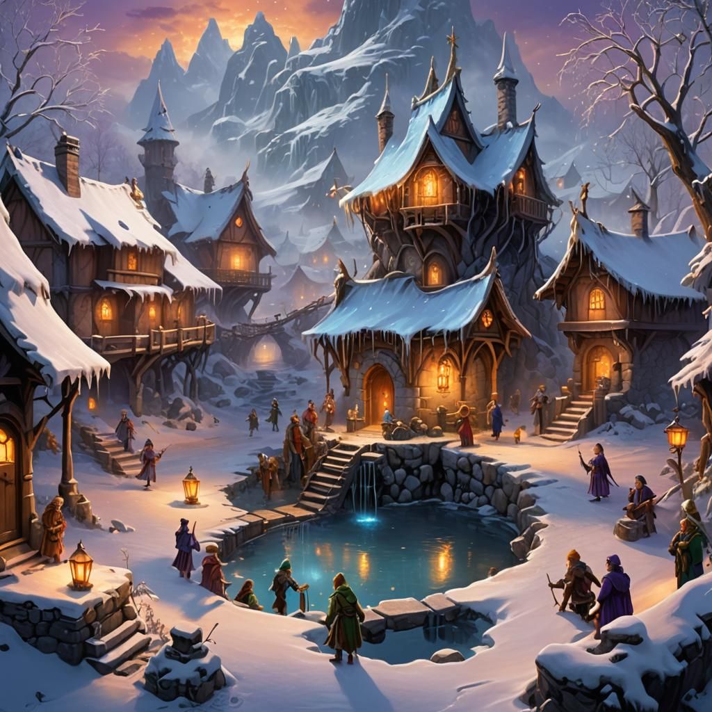Elves Gather at Magical Winter Well
