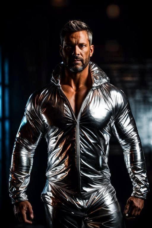 Tin Foil Wrapped Man in Studio Lighting