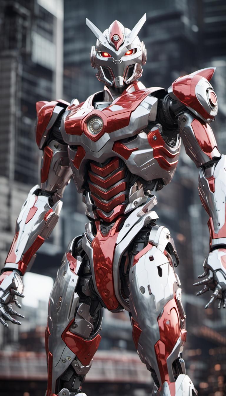 Futuristic Mech Ultraman in Sci-Fi Environment