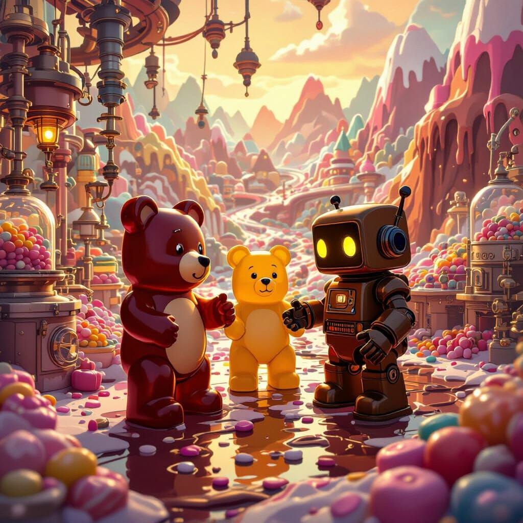 Candy Factory Staffed by Gummy Bears and Robots