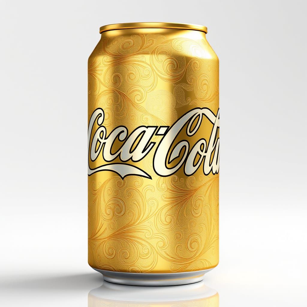Golden Coca-Cola in Cyberpunk Anime Style