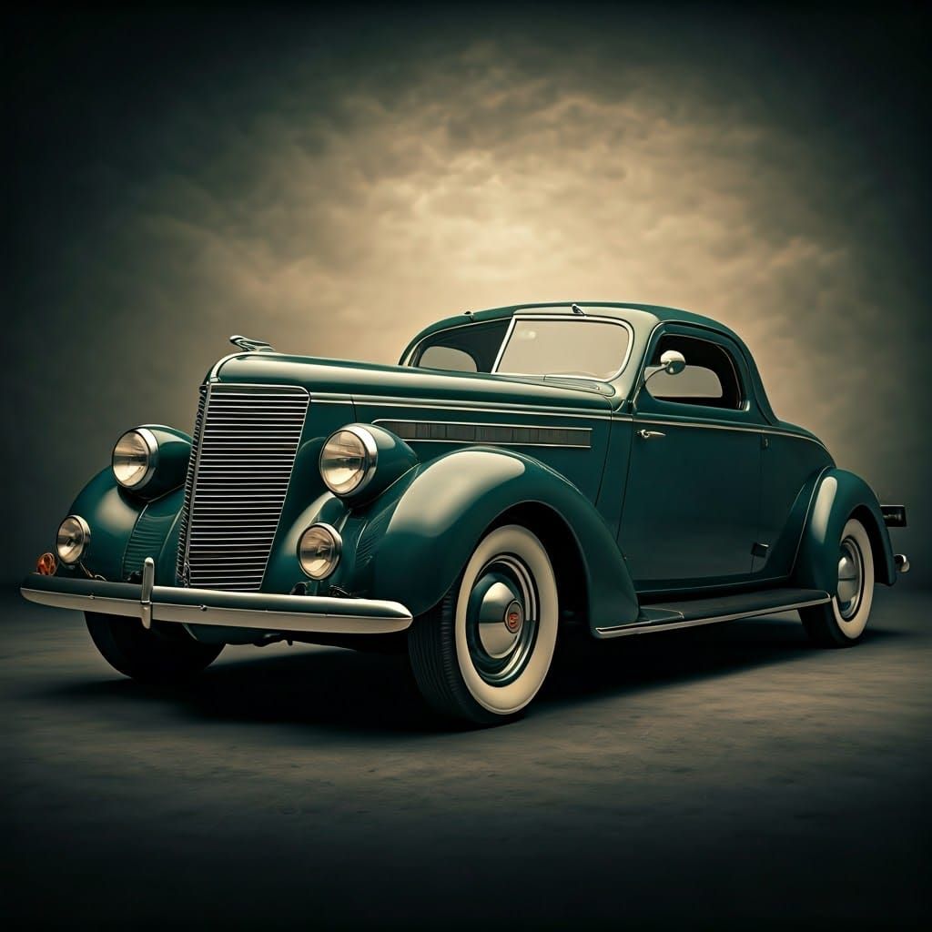 Vintage 1938 Classic Car in Golden Light