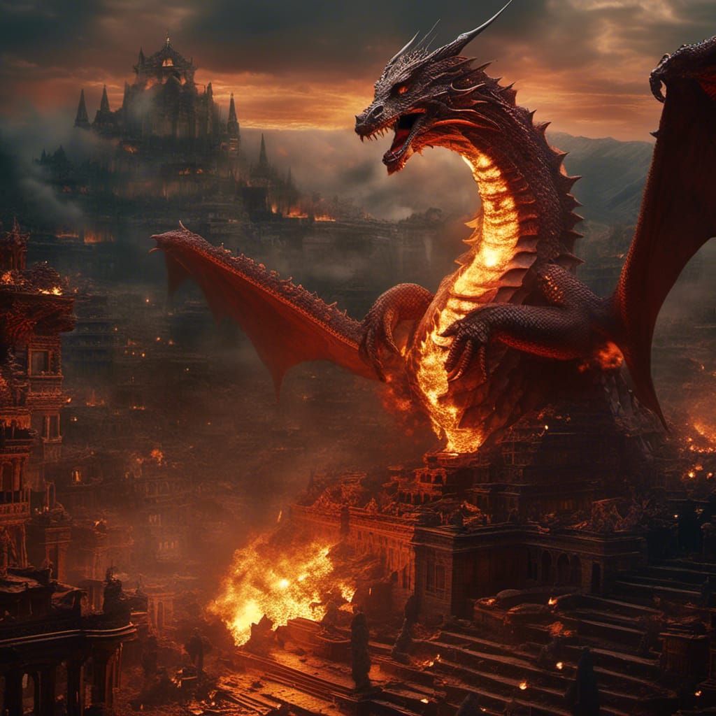 Fiery Dragon in Epic Cinematic Digital Painting