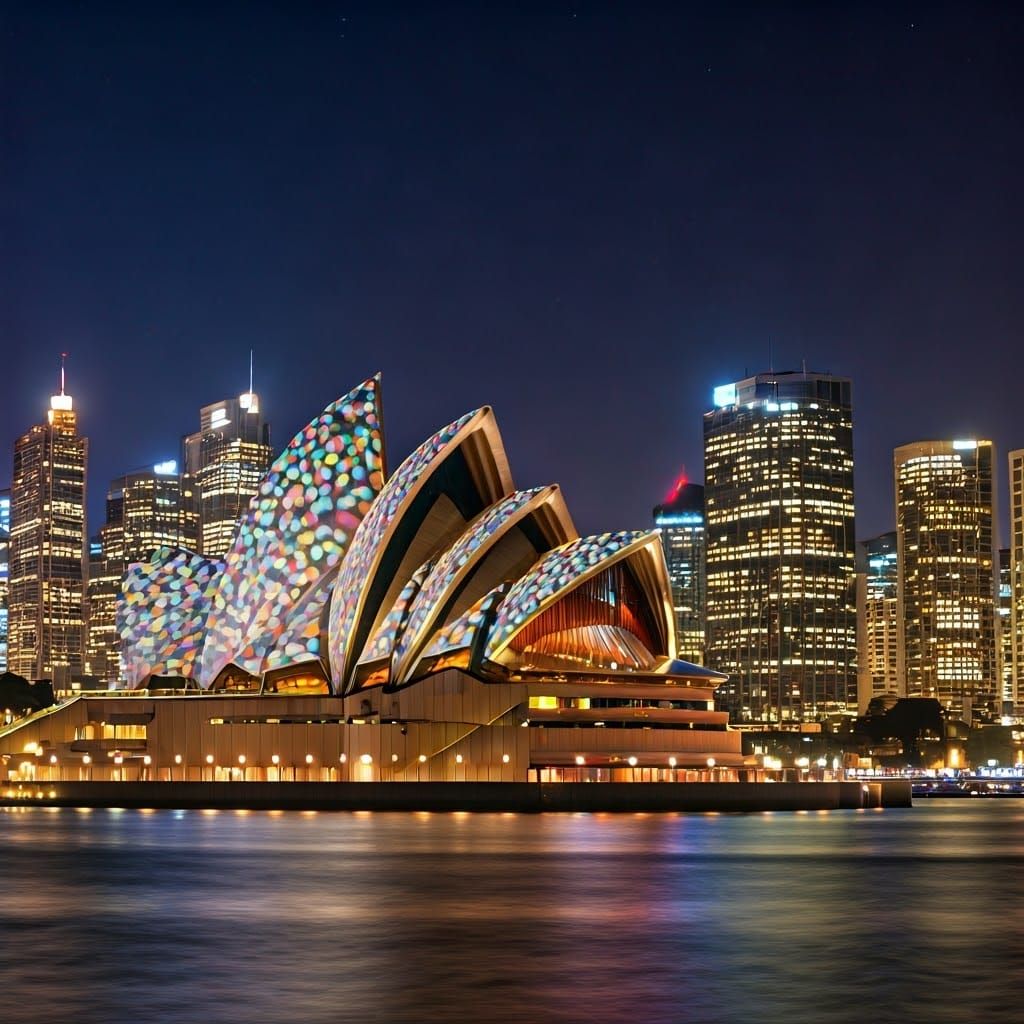 Sydney Opera House Dusk Refraction: Peter Lik Style