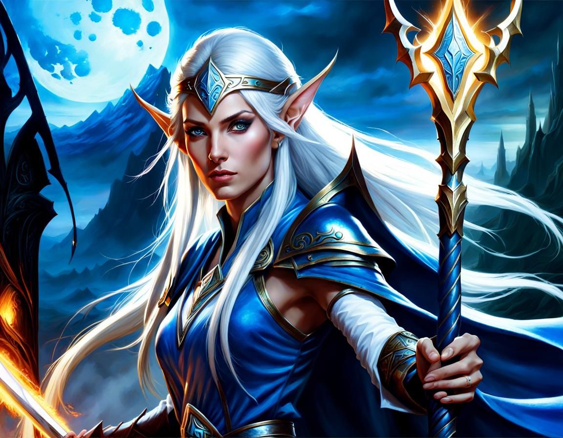 High Elf Mage Portrait in Fantasy Art Style