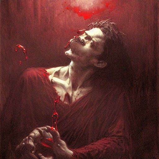 Vampire Drinking Blood in Horror Style