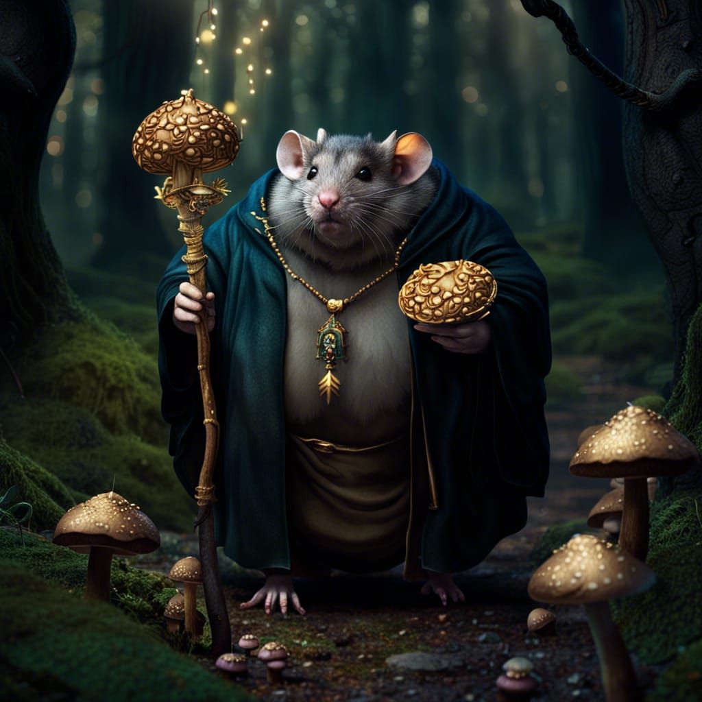 Gluttonous Rat Priest in Dimly Lit Forest