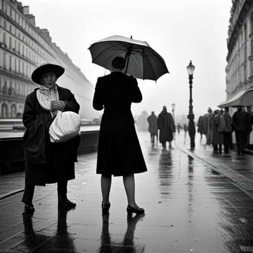 Poetic Paris Streets in Rain, Documentary Style