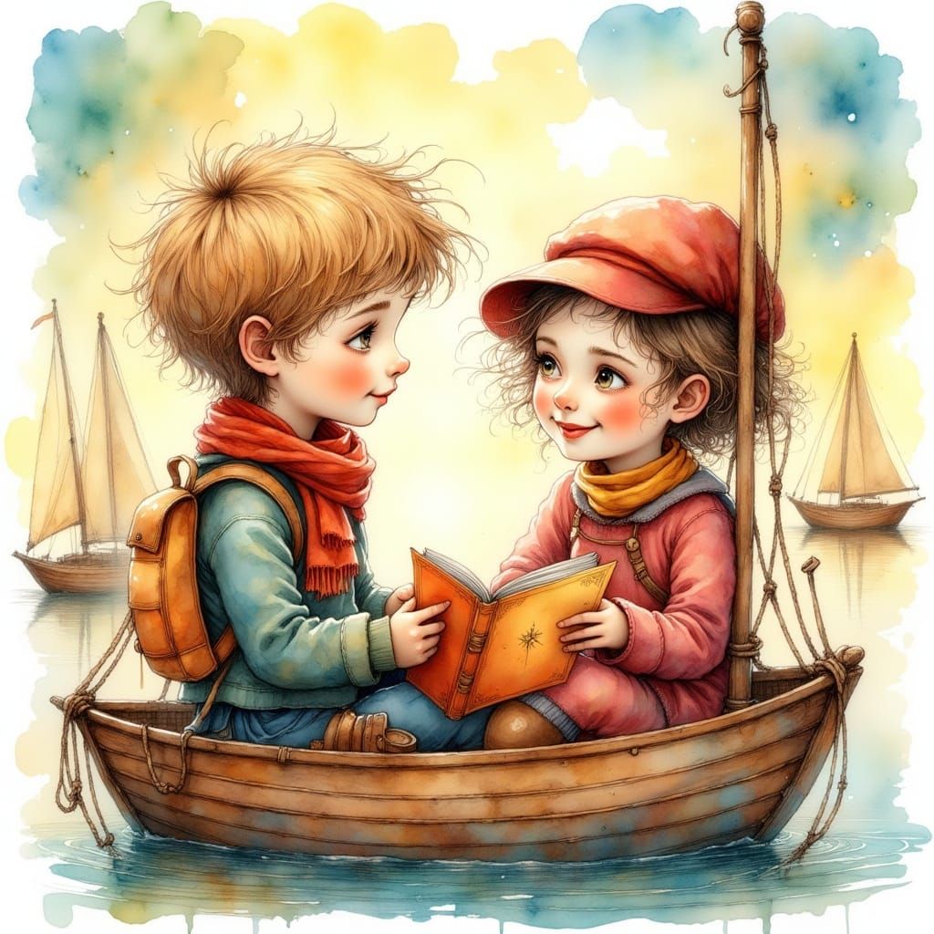 Whimsical Sailing Adventure Book Cover in Vibrant Colors