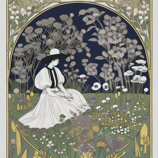 Vibrant Spring Garden in Expressionist Art Nouveau Style