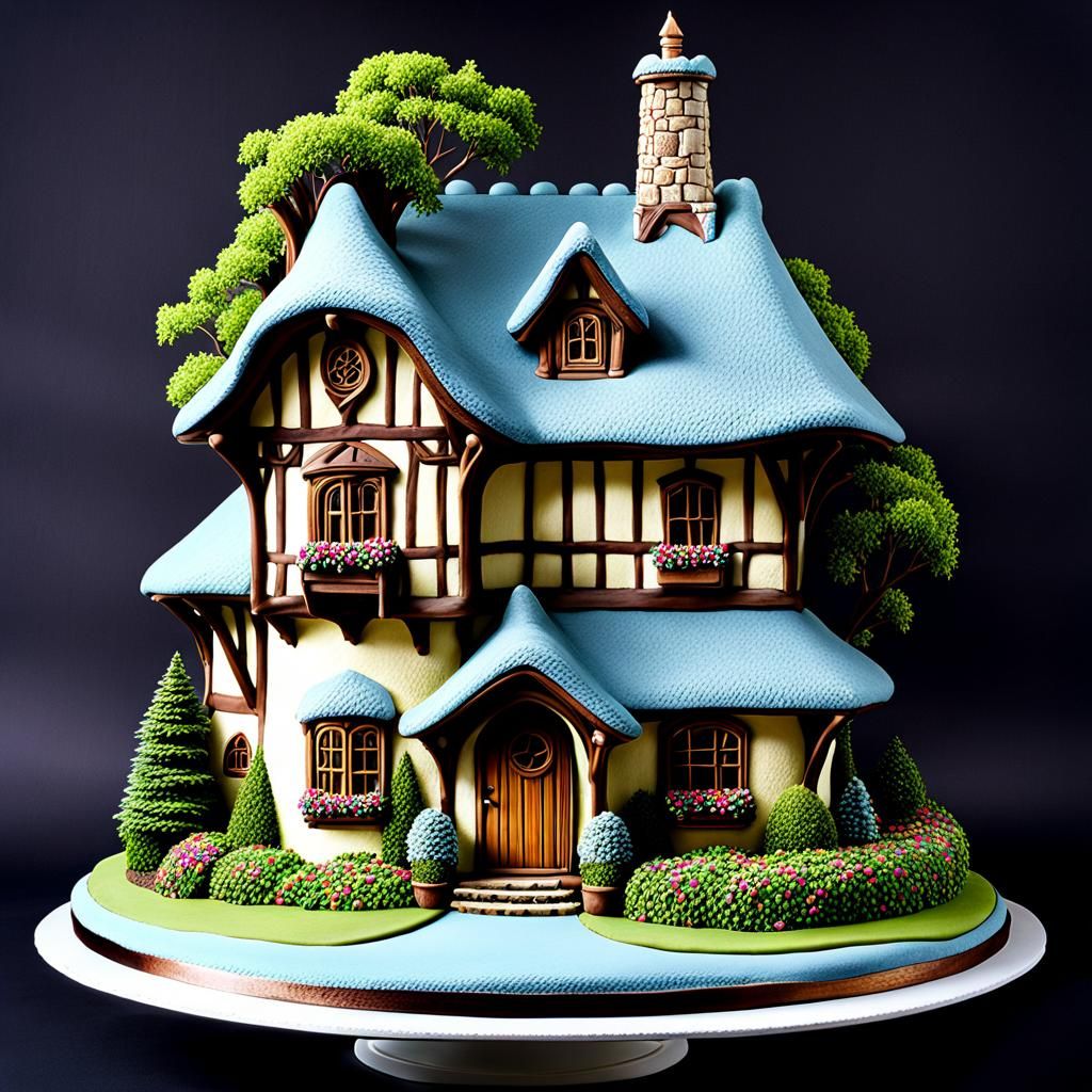 Sculpted Cottage Cake: Detailed Matte Painting