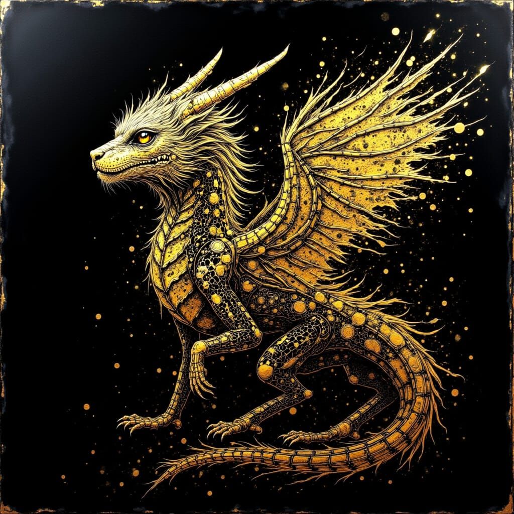 Majestic Chimera in Burnished Gold Ink