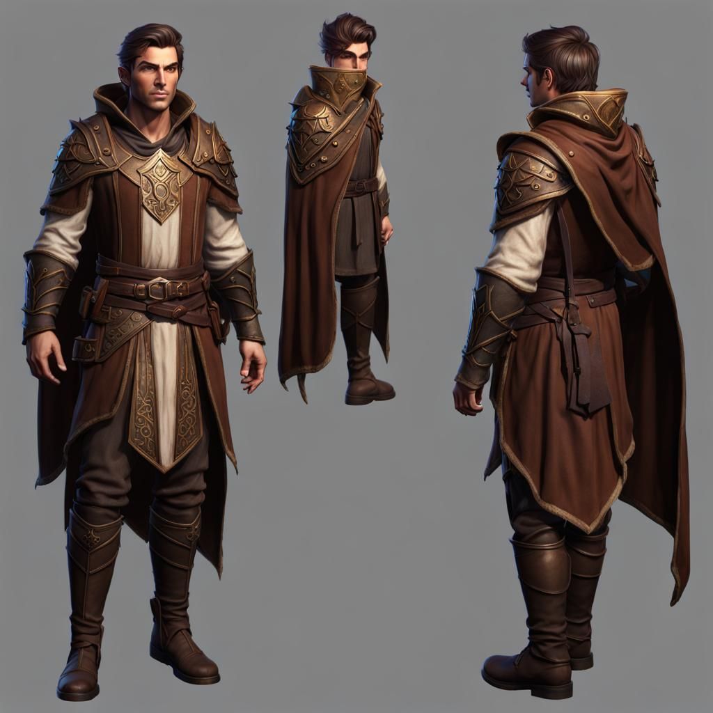 Half-Elf Cleric in Detailed Fantasy Art Style