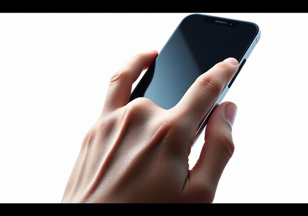 Hand Holding Phone in Futuristic Digital Art