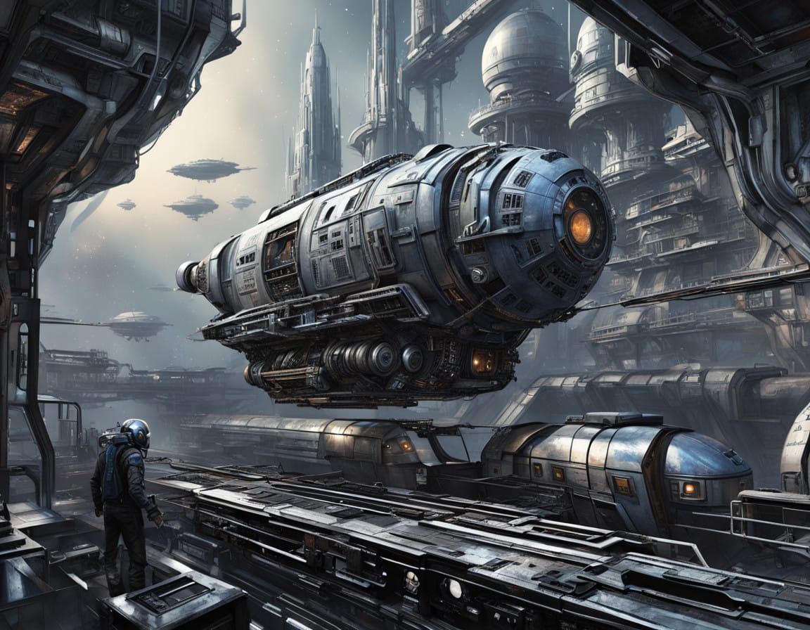 Cybermen Piloting a Rugged Spacecraft in a Starry Galaxy