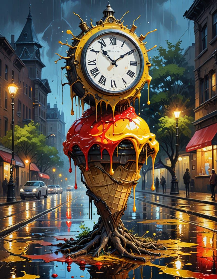 Steampunk Woman in Red Dress, Oil on Canvas