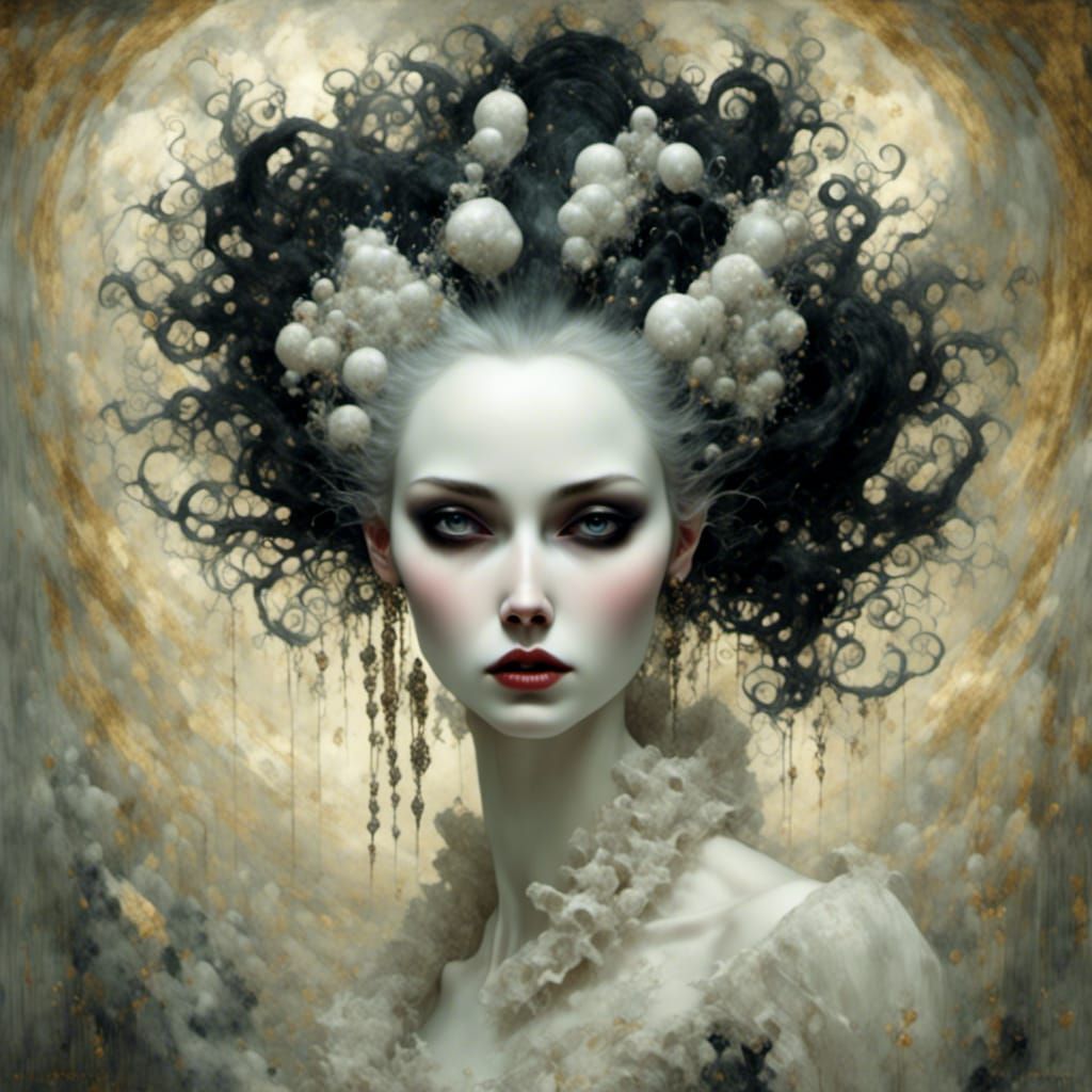 Gothic Woman with Black Eyes, Digital Art