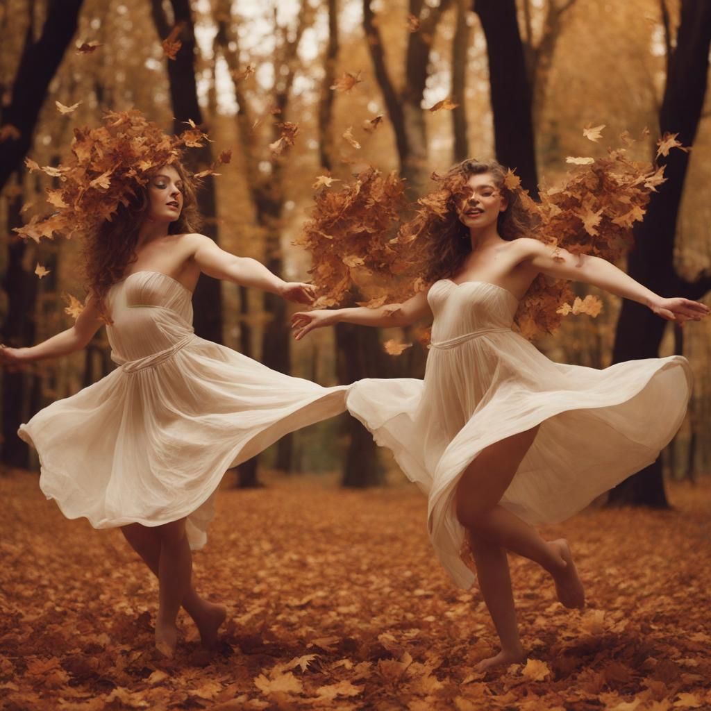 Wood Nymphs frolicking in the fall leaves