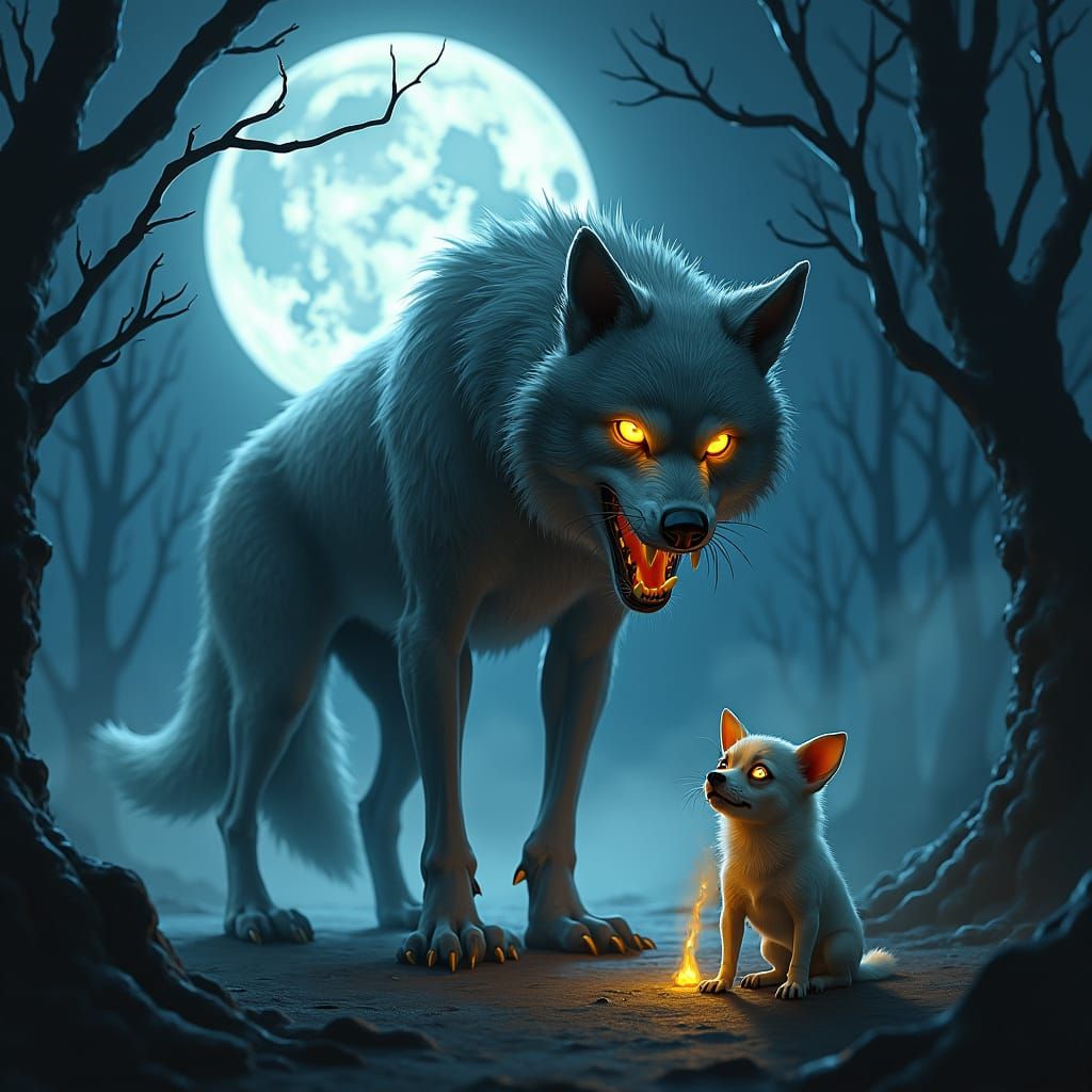 Wolf to Chihuahua Transformation in Gothic Style