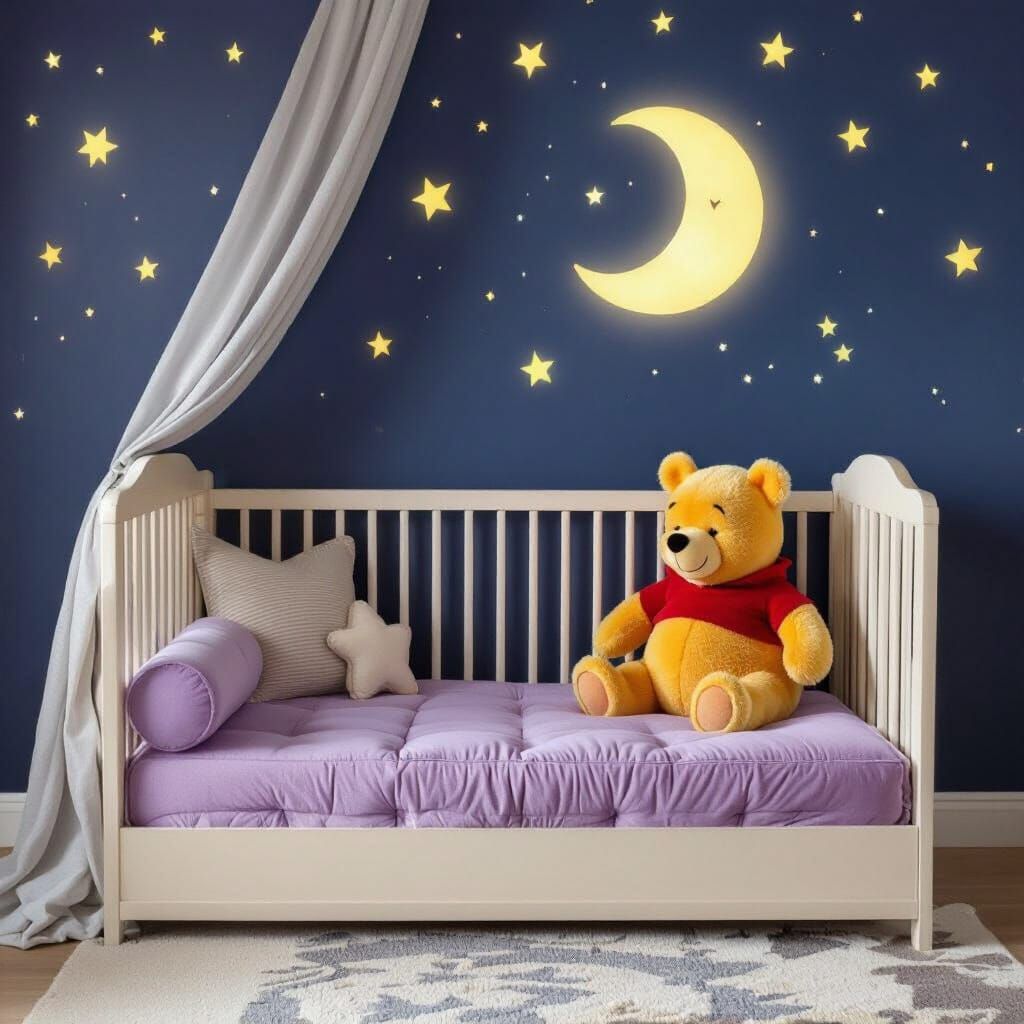Winnie the Pooh Bedroom with Moon and Stars