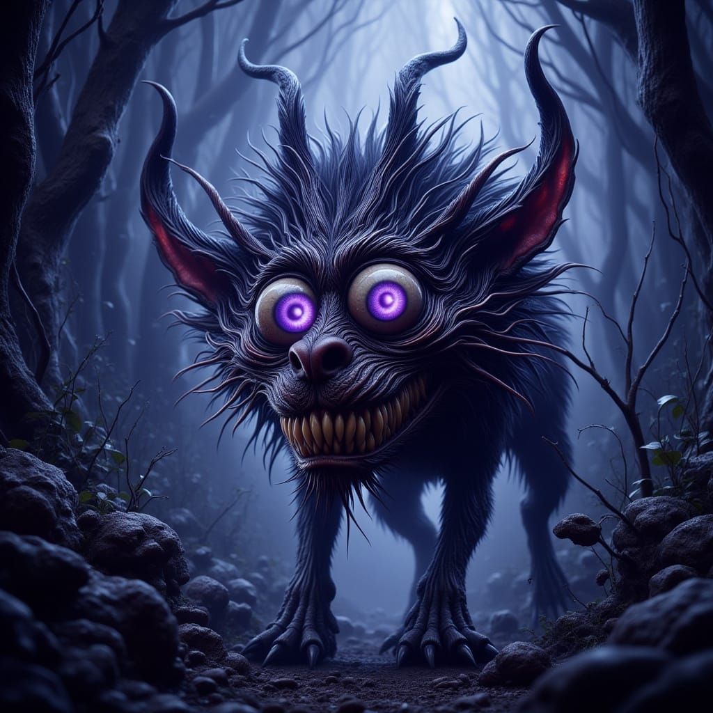 Eerie Wendigo in Fantasy Landscape: Hyper-Realistic Art