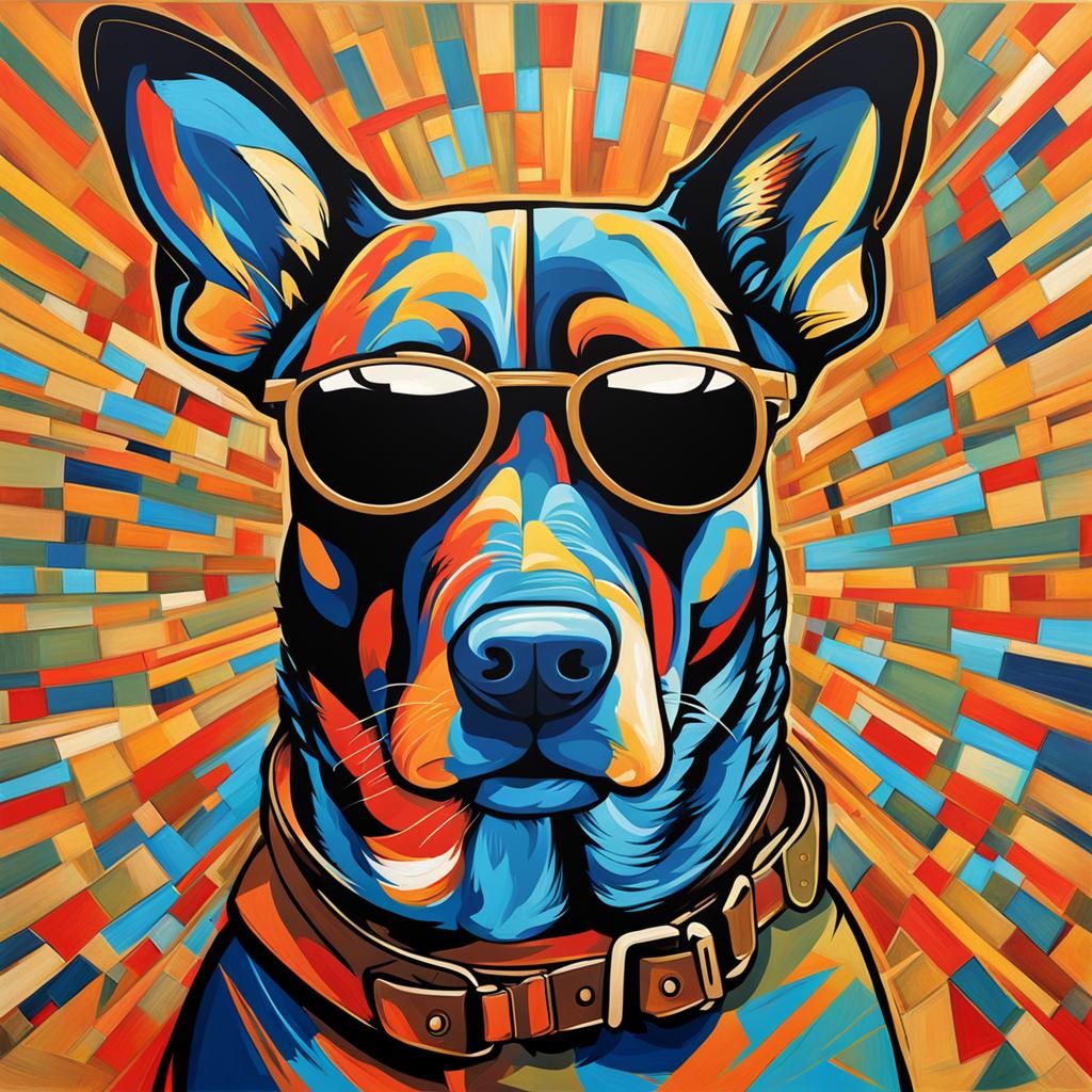 Abstract Top Gun Dog Portrait