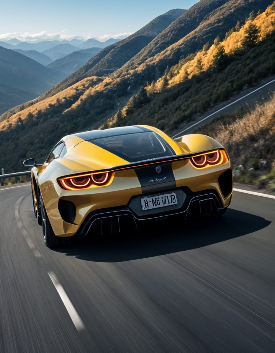 Yellow Supercar in Bright Sunlight