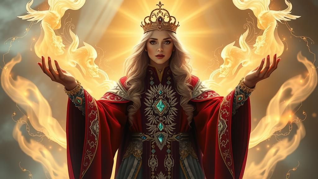 Priestess Casting Holy Magic with Ethereal Spirits