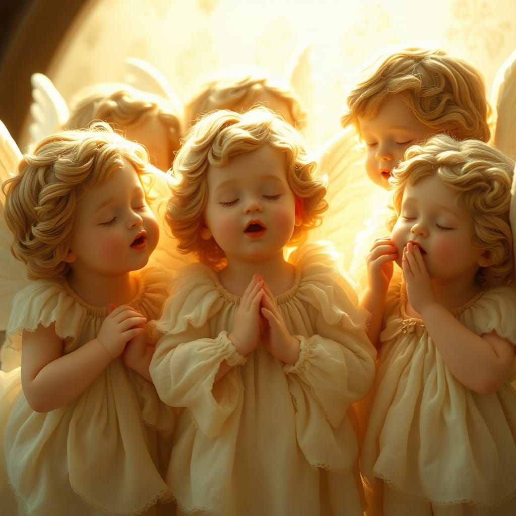 Angels Sing in Whimsical Golden Light